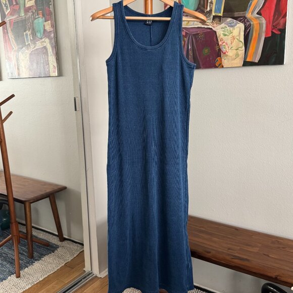 GAP - Rib Midi Tank Dress in Medium Blue Indigo - Picture 4 of 10